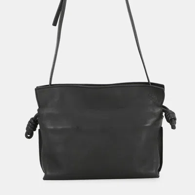Pre-owned Loewe Flamenco Clutch Black Calf Leather Size Mini