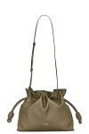 Loewe Flamenco Leather Clutch Bag In Dark Khaki Green