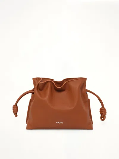 Loewe Mini Leather Flamenco Clutch Shoulder Bag In Brown