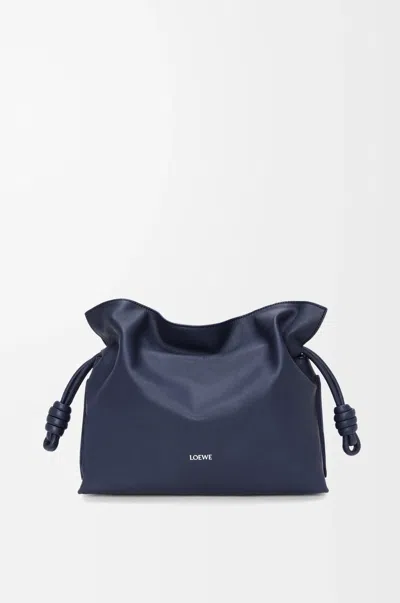 Loewe Womens Abyss Blue Flamenco Logo-embossed Knotted Leather Clutch Bag In Black