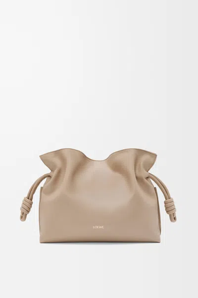 Loewe Medium Flamenco Clutch In Nappa Leather Skin For Woman In Neutral