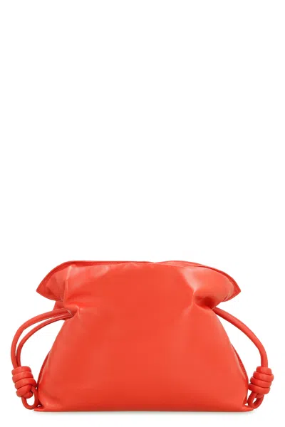 Loewe Flamenco Clutch With Removable Strap And Embossed Logo In Red