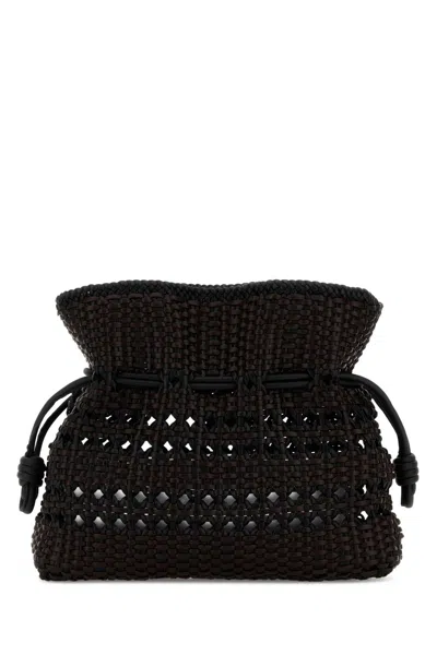 Loewe Flamenco Clutch Woven Medium In Black