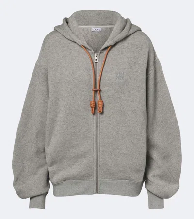 Loewe Flamenco Cotton And Cashmere Hoodie In Grey