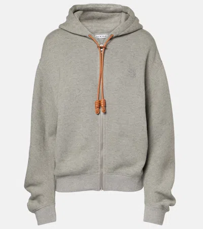 Loewe Flamenco Cotton And Cashmere Hoodie In Grey
