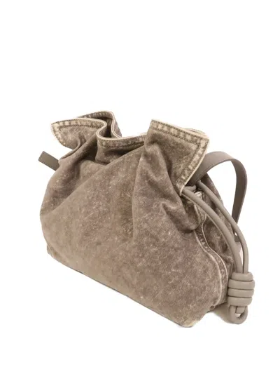 Pre-owned Loewe Flamenco Denim Shoulder Bag In Gray