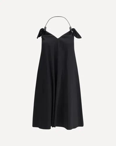 Loewe Halter Neck Sleeveless Flared Dress With Bow In Black