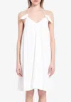 Loewe Flamenco Knotted Leather-trimmed Voile Halterneck Mini Dress In White