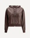 Loewe Leather Flamenco Jacket With Hood And Pockets In Brown