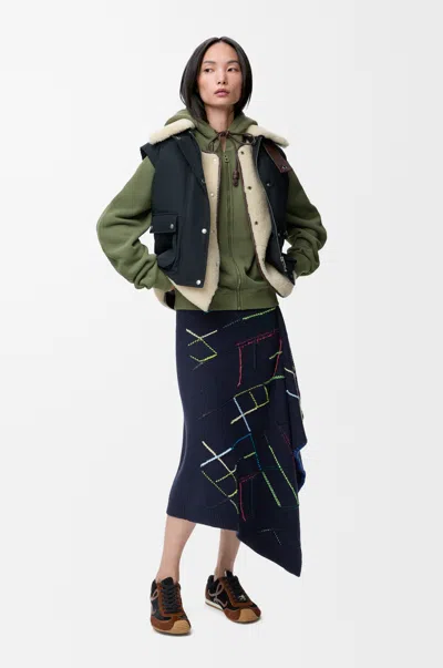 Loewe Flamenco Leather-trimmed Cotton-blend Jersey Hoodie In Brown