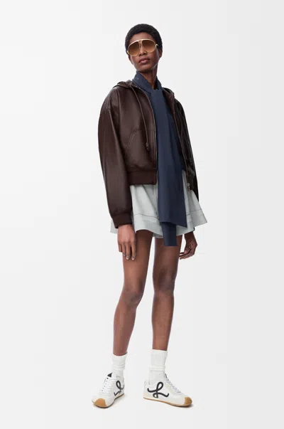 Loewe Flamenco Hoodie In Nappa Lambskin Size:38 For Woman In Brown