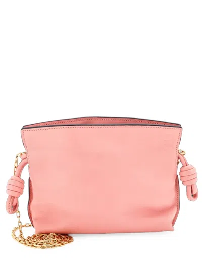 Pre-owned Loewe Flamenco Knot Chain Clutch Leather Nano Crossbody Bag In Pink