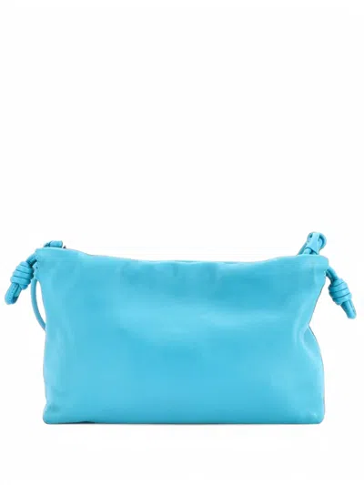Pre-owned Loewe Flamenco Knot Chain Purse Bag Leather Medium Crossbody Bag In Blue