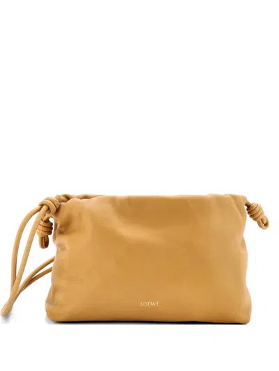 Pre-owned Loewe Flamenco Knot Chain Purse Bag Leather Medium Crossbody Bag In Brown