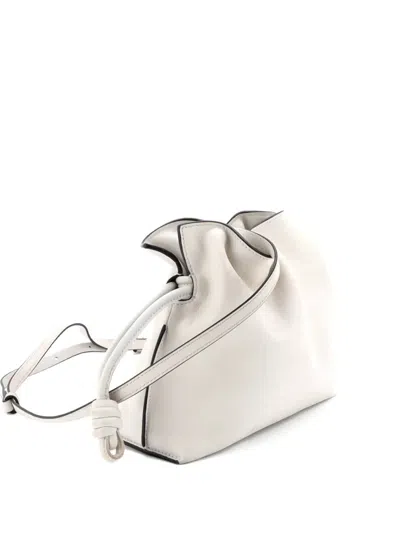 Pre-owned Loewe Flamenco Knot Clutch Leather Mini Crossbody Bag In White