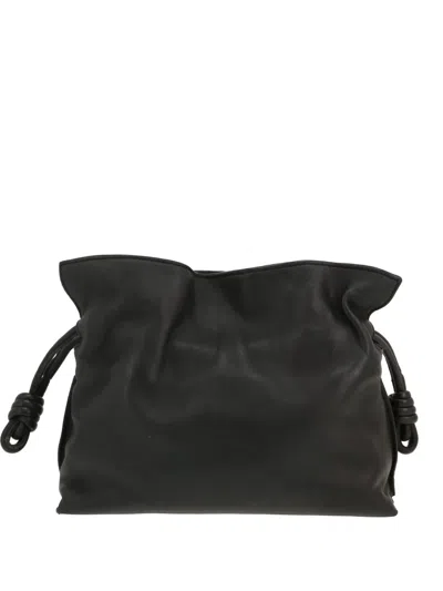 Pre-owned Loewe Flamenco Knot Leather Clutch Bag In Black