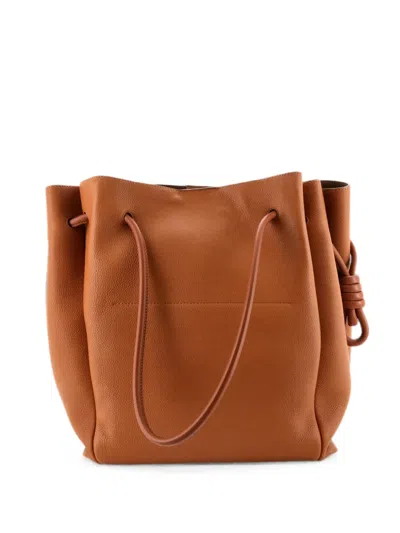 Pre-owned Loewe Flamenco Knot Leather Large Tote Bag In Brown