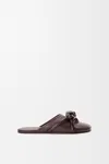 Loewe Bowknot Leather Mules In Animal Print