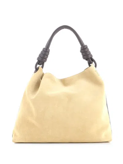 Pre-owned Loewe Flamenco Knot Suede Large Hobo Bag In Neutrals