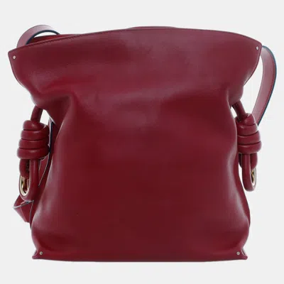 Pre-owned Loewe Flamenco Knotted Leather Shoulder Bag In Red