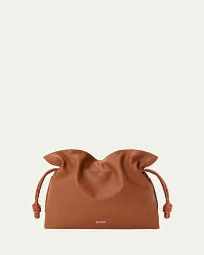 Loewe Flamenco Large Clutch Bag In Napa Leather With Golden Foil Anagram