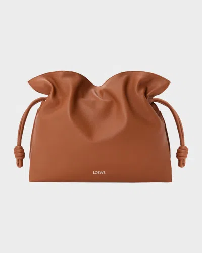 Loewe Flamenco Large Clutch Bag In Napa Leather With Golden Foil Anagram