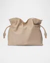 Loewe Flamenco Large Clutch Bag In Napa Leather With Golden Foil Anagram In Sand