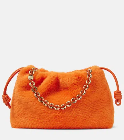 Loewe Flamenco Large Knitted Bucket Bag In Orange