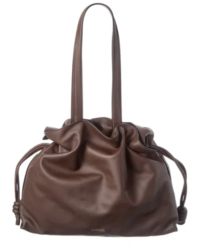 Loewe Flamenco Large Leather Bucket Bag In Brown
