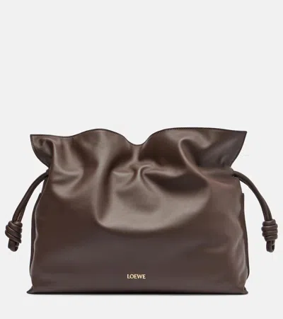 Loewe Flamenco Large Leather Clutch In Brown