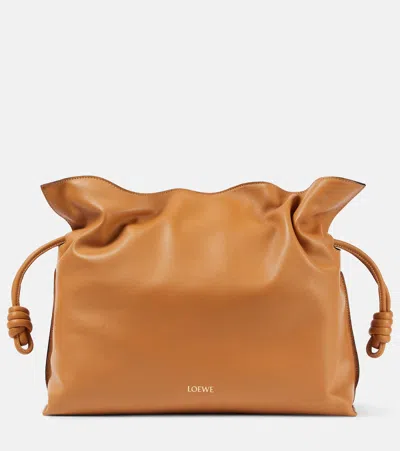 Loewe Flamenco Large Leather Clutch In Brown