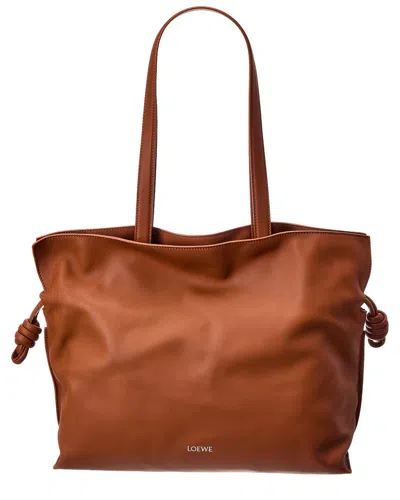 Loewe Flamenco Large Leather Tote In Brown