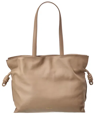 Loewe Flamenco Large Leather Tote In Nude