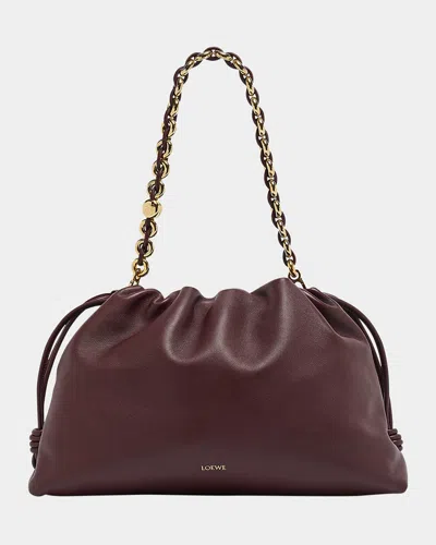 Loewe Flamenco Large Napa Lambskin Shoulder Bag In Dark Burgundy