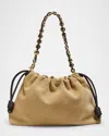 Loewe Flamenco Large Suede Shoulder Bag In Gold