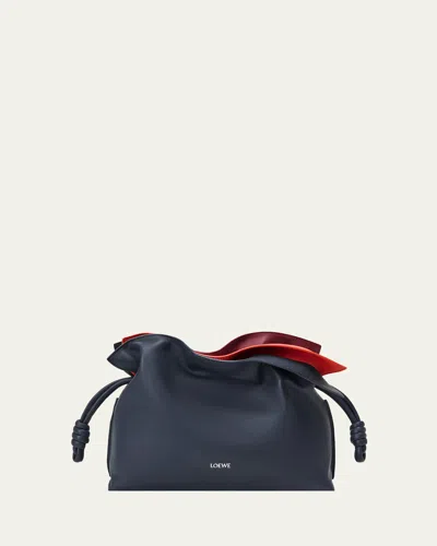 Loewe Flamenco Layered Leather Clutch Bag In Deep Navy