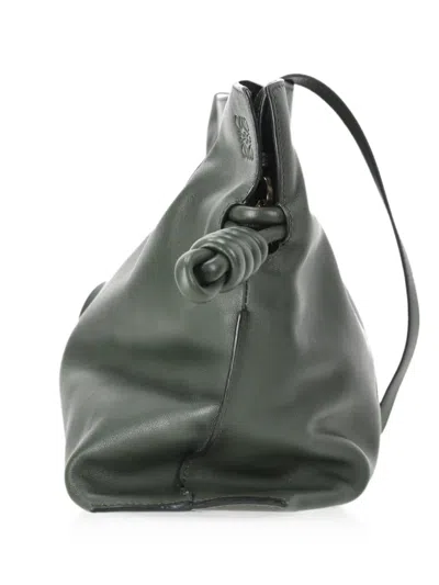Pre-owned Loewe Flamenco Leather Clutch Bag In Green