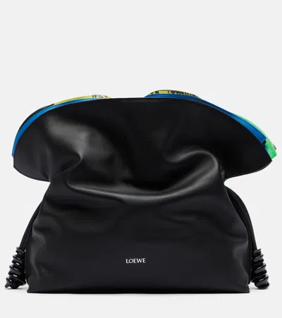 Loewe Flamenco Leather Clutch In Black