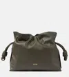 Loewe Flamenco Leather Clutch In Dark Khaki Green