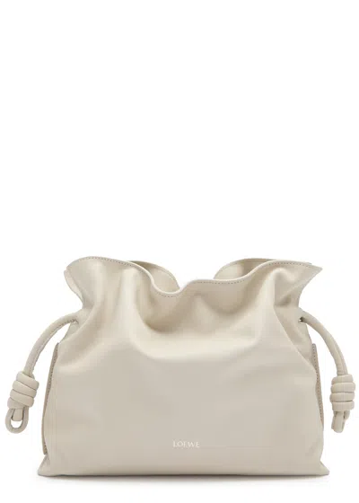 Loewe Flamenco Leather Clutch In Neutral