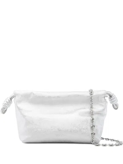 Loewe Flamenco Leather Mini Clutch In Silver