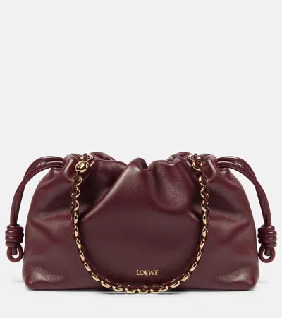 Loewe Flamenco Leather Shoulder Bag In Burgundy