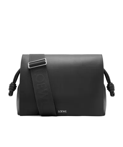 Loewe Flamenco Logo Printed Shoulder Bag In Black