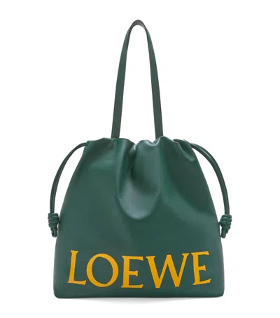 Loewe Flamenco Logo Tote Bag In Green