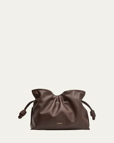 Loewe Flamenco Medium Clutch Bag In Napa Leather In Chocolate