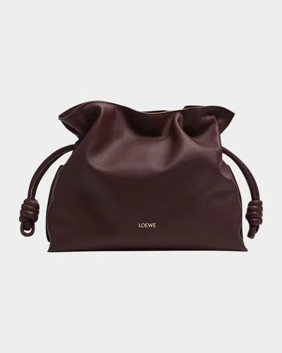 Loewe Flamenco Medium Clutch Bag In Napa Leather In Dark Burgundy