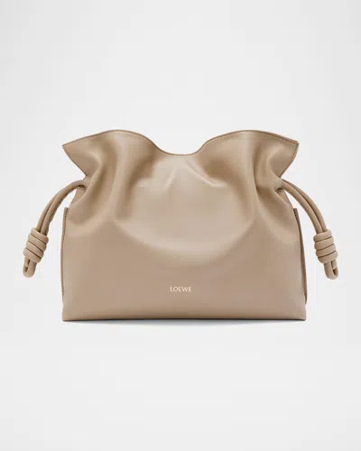 Loewe Flamenco Medium Clutch Bag In Napa Leather In Sand
