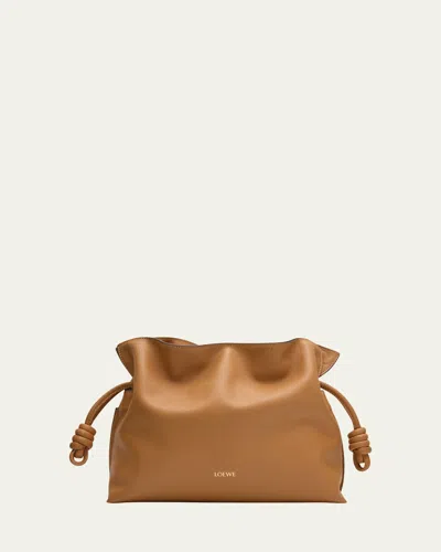 Loewe Flamenco Medium Clutch Bag In Napa Leather In Warm Desert