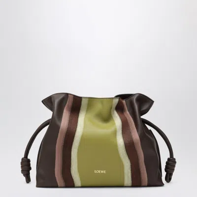 Loewe Flamenco Medium Clutch In Chocolate/light Moss In Brown