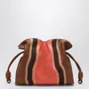 Loewe Flamenco Medium Clutch In Pecan/parrot Pink